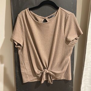 Solid Rib Knit Knot Front Top